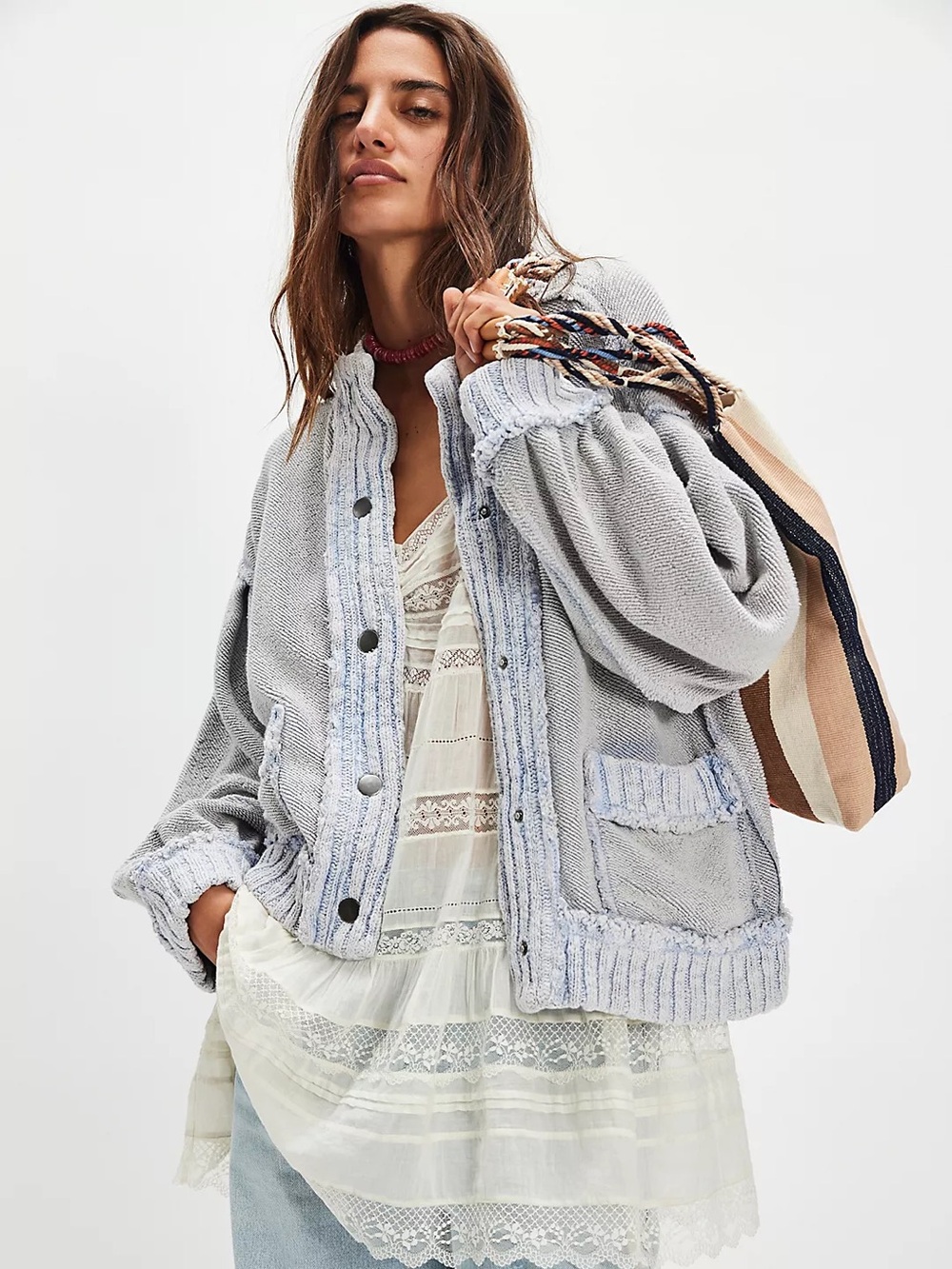 NWT FREE PEOPLE WE THE FREE Cute In This Cardi | Quiet Grey MSRP $168 XS CURRENT